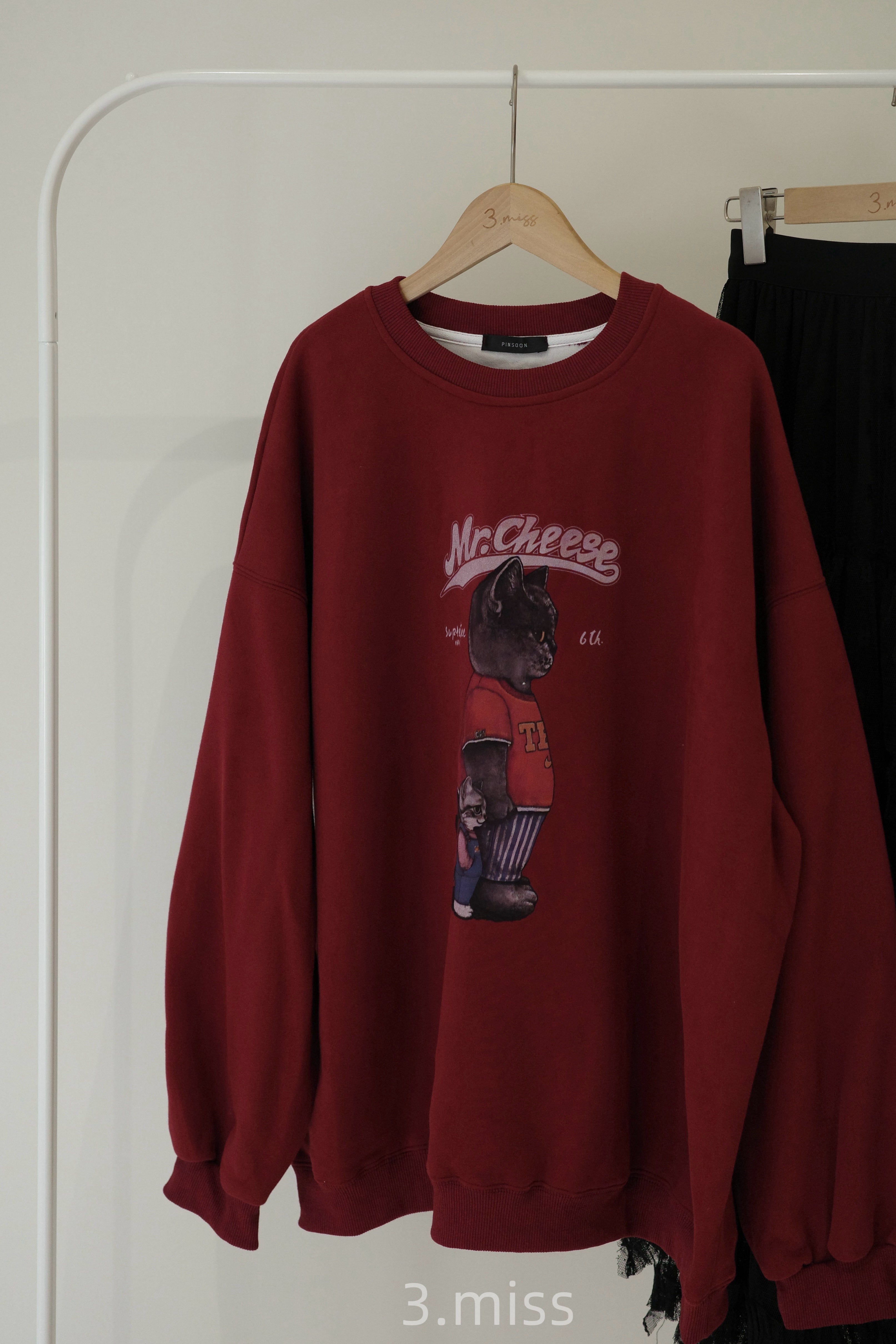 2隻貓圓領大學T | 磚紅