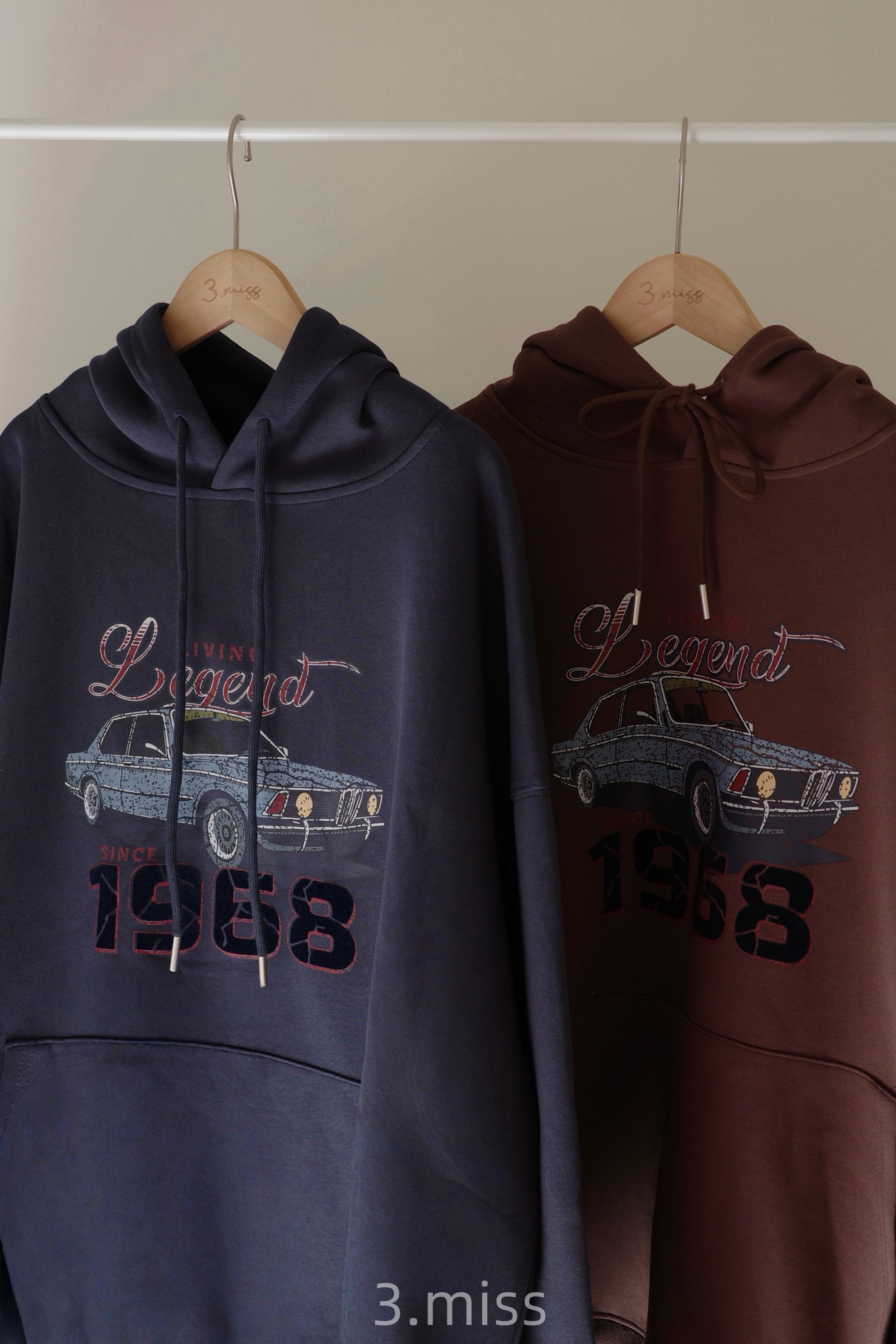 1968復古車帽T｜咖藍