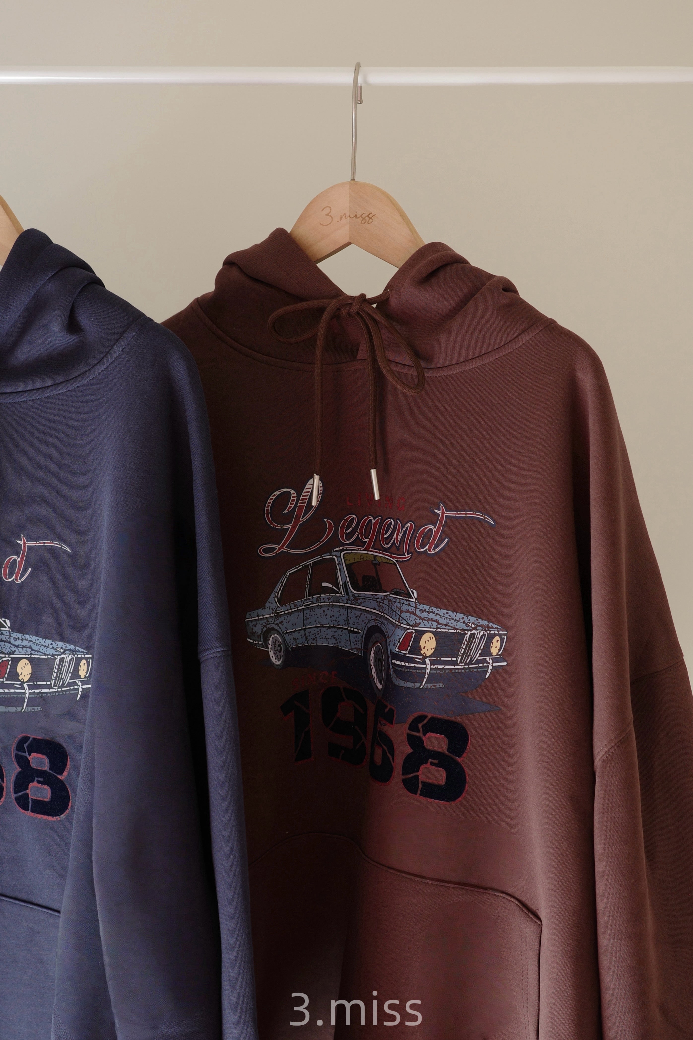 1968復古車帽T｜咖藍