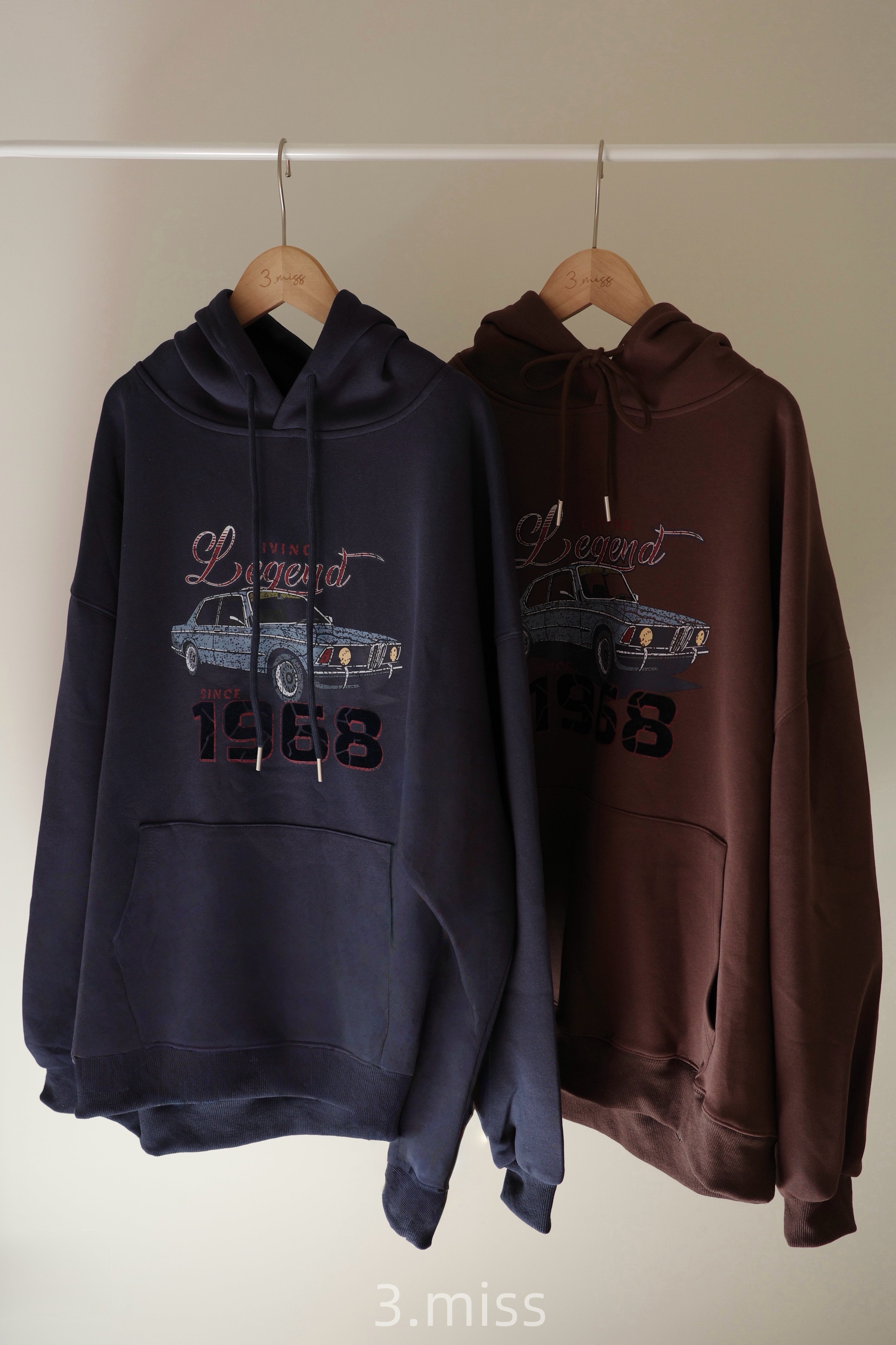 1968復古車帽T｜咖藍