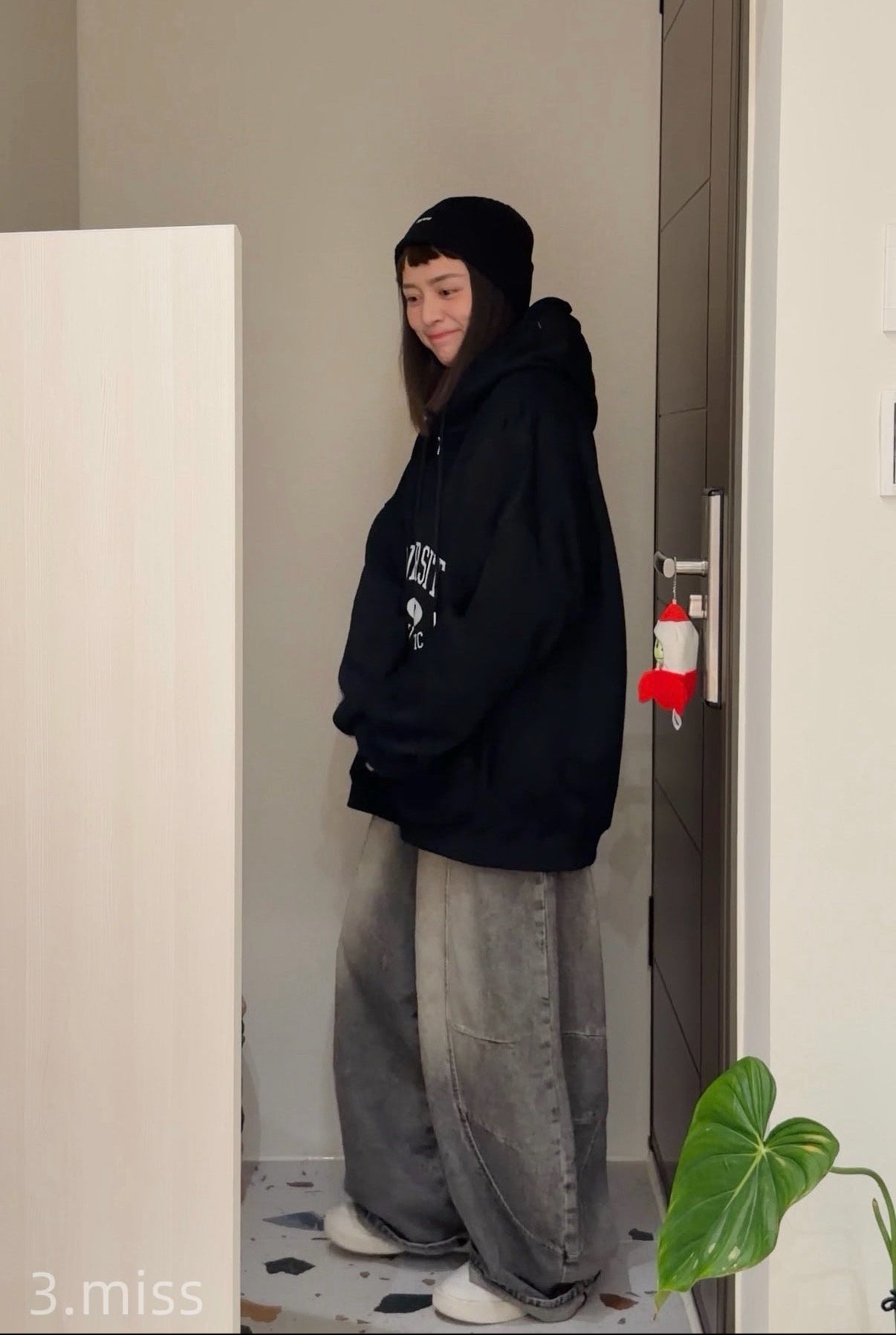 刷色彎刀褲｜灰