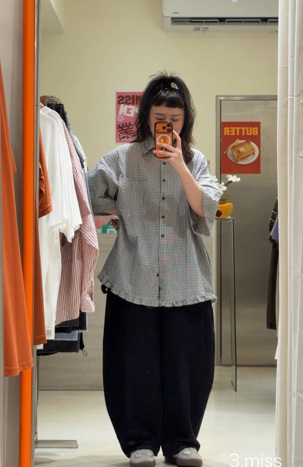 短袖格紋襯衫